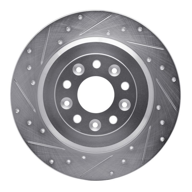 Ford Explorer Brake Rotor (1) - Rear Left - R1 Concepts - Drilled & Slotted - Silver - `05-`19